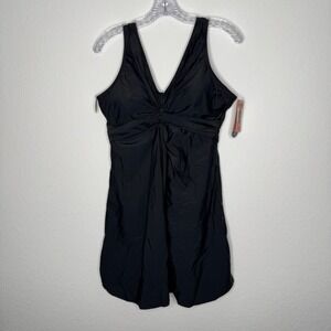 Shapermint Essentials Black Knot-Front Swim Dress‎ XL 81006 Tummy Smoothing NEW
